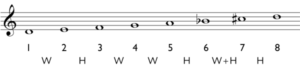 How to determine the notes of a harmonic scale Step 4: write in the appropriate accidentals
